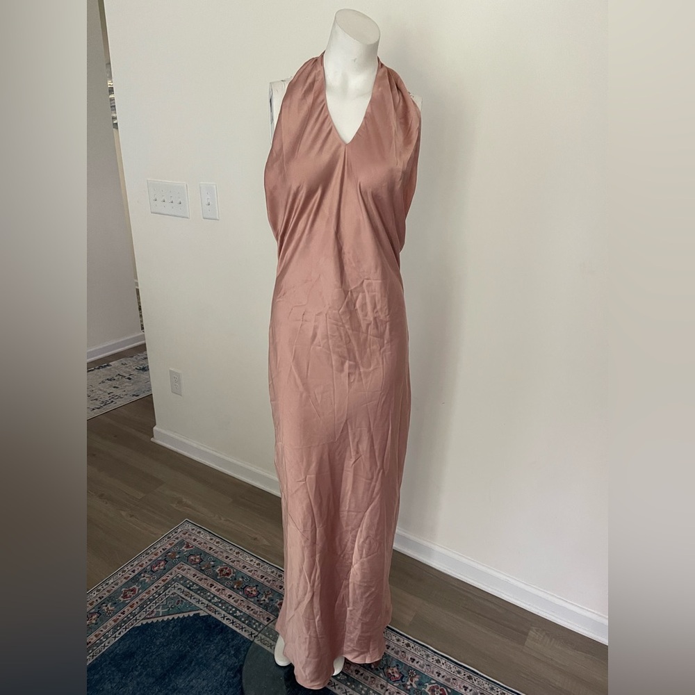 Show Me Your MuMu Pink Ruched Halter Gown